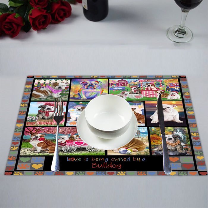 Love is Being Owned Bulldog Grey Placemat