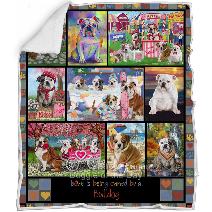 Love is Being Owned Bullmastiff Dog Grey Blanket BLNKT137235