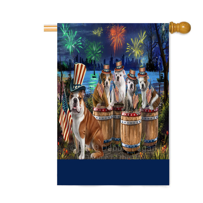 Personalized 4th of July Firework Bulldogs Custom House Flag FLG-DOTD-A57896