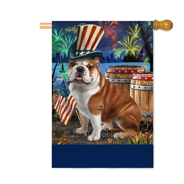 Personalized 4th of July Firework Bulldog Custom House Flag FLG-DOTD-A57895