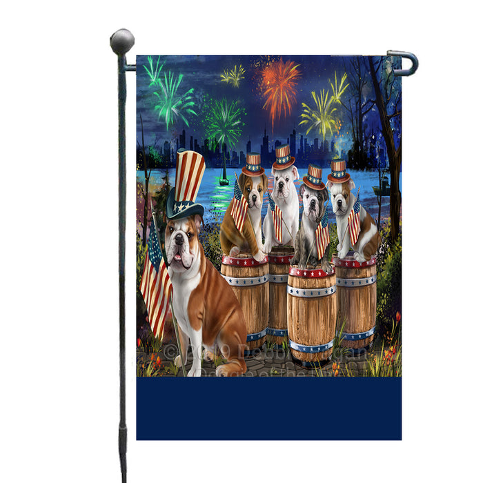 Personalized 4th of July Firework Bulldogs Custom Garden Flags GFLG-DOTD-A57840