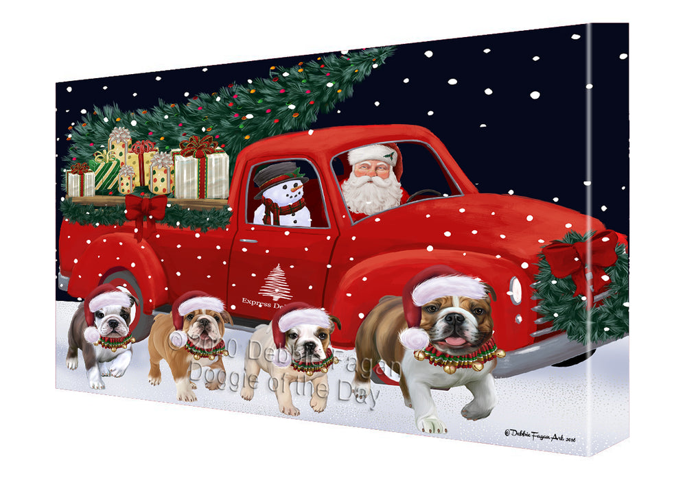 Christmas Express Delivery Red Truck Running Bulldogs Canvas Print Wall Art Décor CVS145943