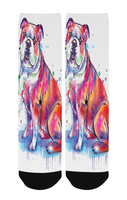 Watercolor Bulldog Women's Casual Socks