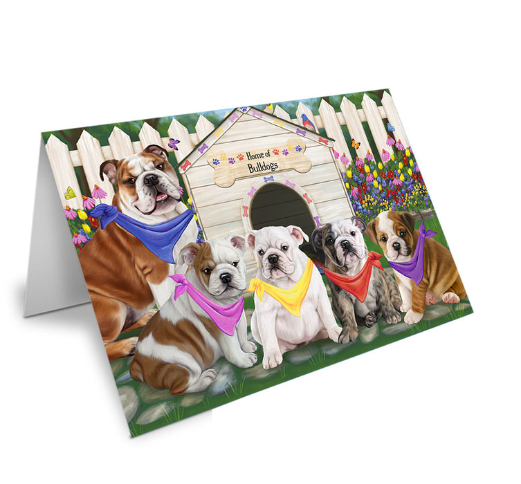 Spring Floral Bulldog Handmade Artwork Assorted Pets Greeting Cards and Note Cards with Envelopes for All Occasions and Holiday Seasons GCD53489