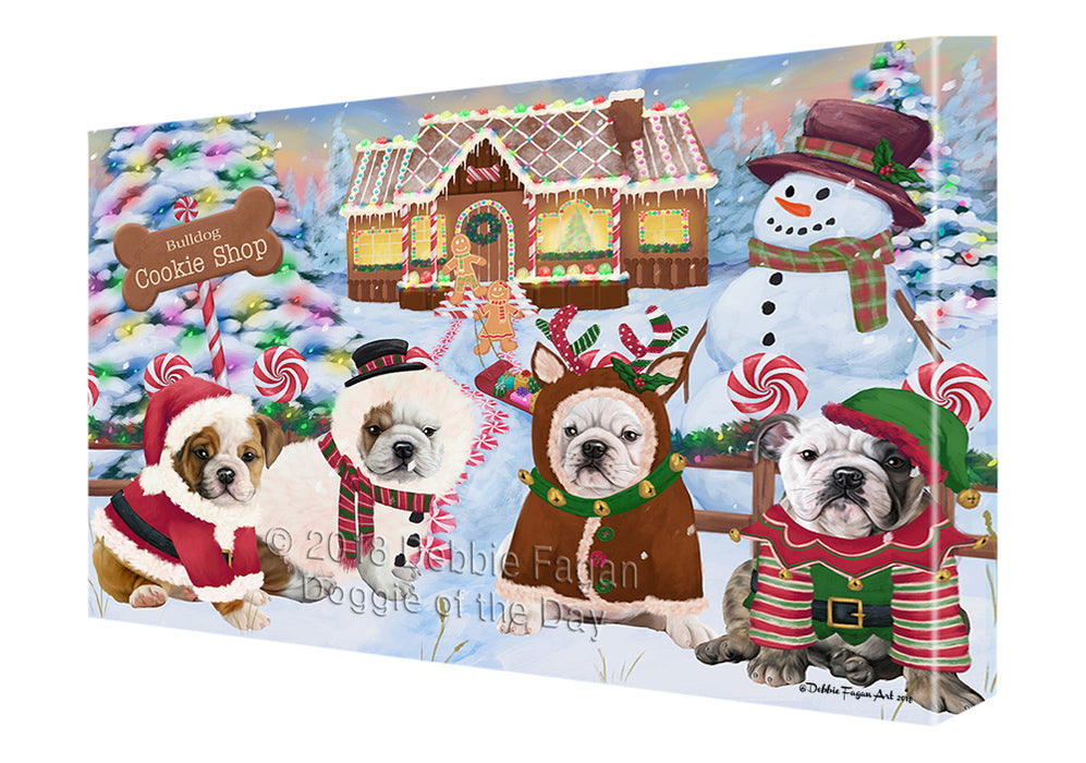 Holiday Gingerbread Cookie Shop Bulldogs Canvas Print Wall Art Décor CVS129707