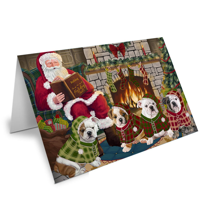 Christmas Cozy Holiday Tails Bulldogs Handmade Artwork Assorted Pets Greeting Cards and Note Cards with Envelopes for All Occasions and Holiday Seasons GCD69848