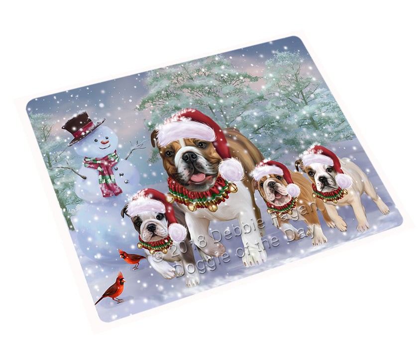 Christmas Running Family Bulldogs Dog Magnet MAG75045 (Small 5.5" x 4.25")