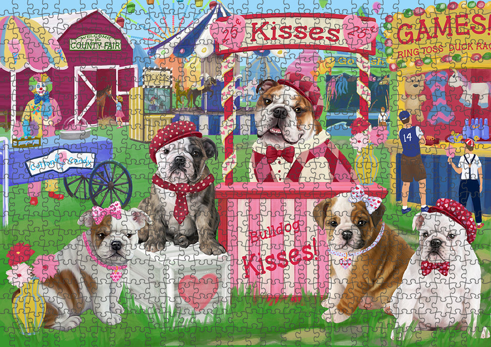 Carnival Kissing Booth Bulldogs Puzzle with Photo Tin PUZL93324