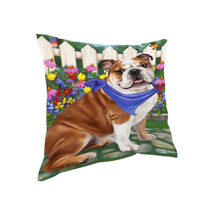 Spring Floral Bulldog Pillow PIL55136