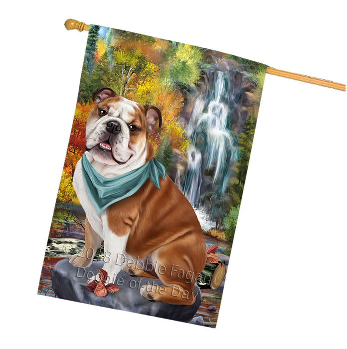 Scenic Waterfall Bulldog House Flag FLG50176