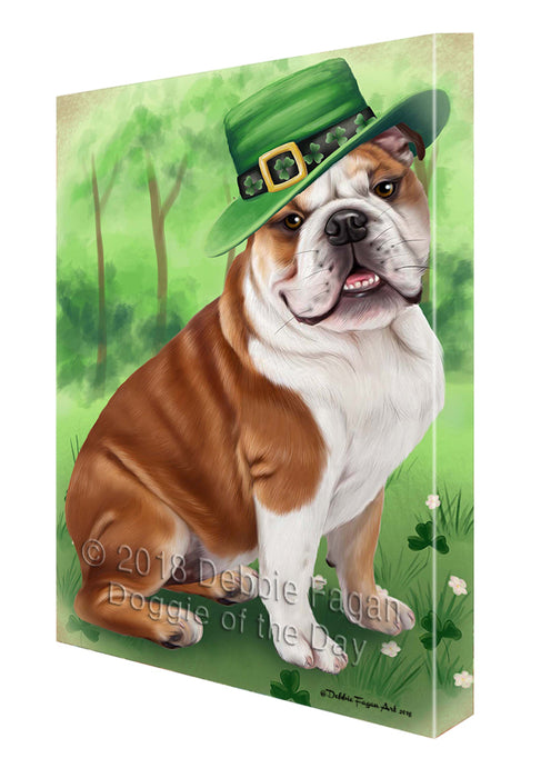 St. Patricks Day Irish Portrait Bulldog Canvas Wall Art CVS54354