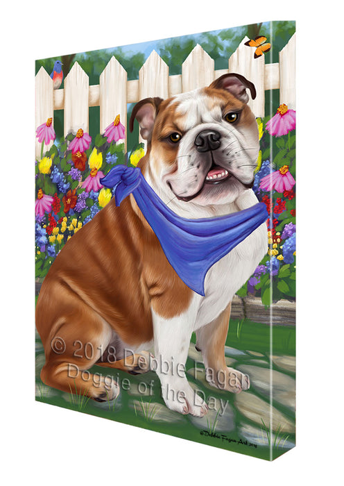 Spring Floral Bulldog Canvas Wall Art CVS64132