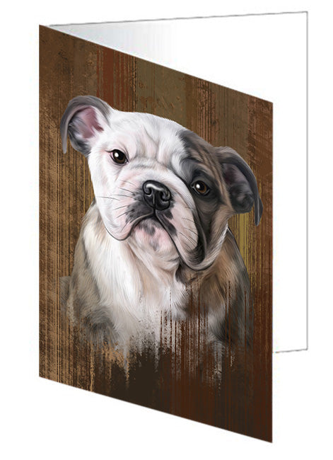 Rustic Bulldog Handmade Artwork Assorted Pets Greeting Cards and Note Cards with Envelopes for All Occasions and Holiday Seasons GCD55136