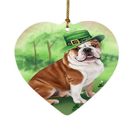 St. Patricks Day Irish Portrait Bulldog Heart Christmas Ornament HPOR48749
