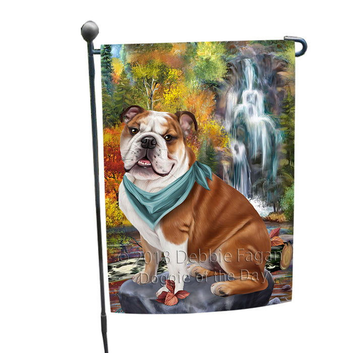 Scenic Waterfall Bulldog Garden Flag GFLG50040
