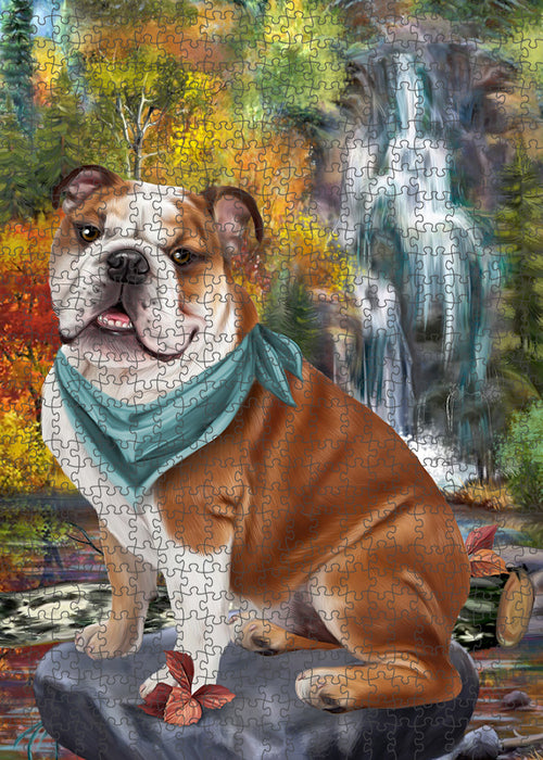 Scenic Waterfall Bulldog Puzzle with Photo Tin PUZL54339