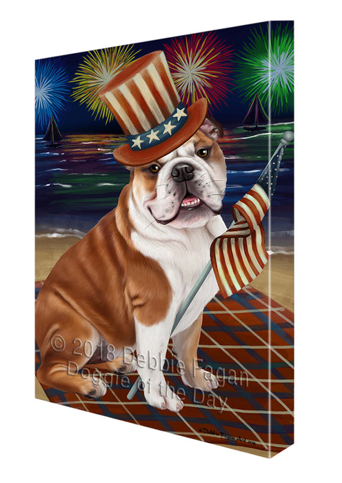 4th of July Independence Day Firework Bulldog Canvas Wall Art CVS55281