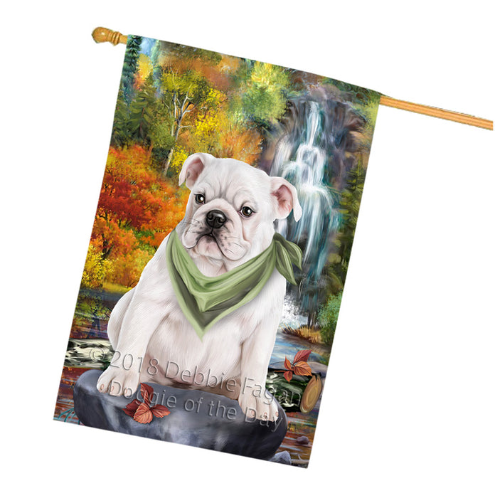 Scenic Waterfall Bulldog House Flag FLG50177