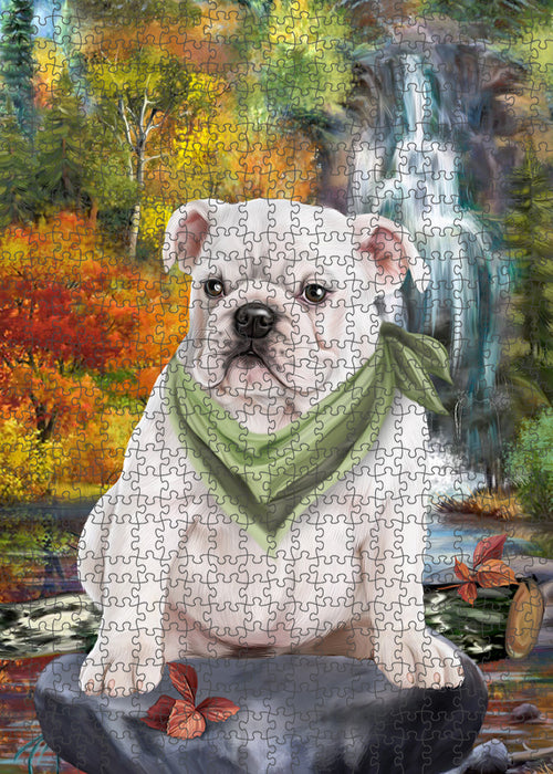 Scenic Waterfall Bulldog Puzzle with Photo Tin PUZL54342