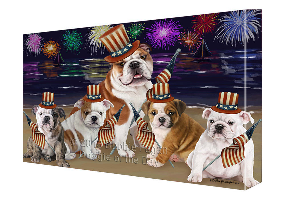 4th of July Independence Day Firework Bulldogs Canvas Wall Art CVS55290