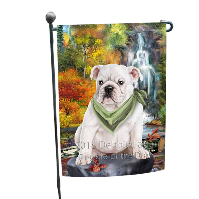 Scenic Waterfall Bulldog Garden Flag GFLG50041