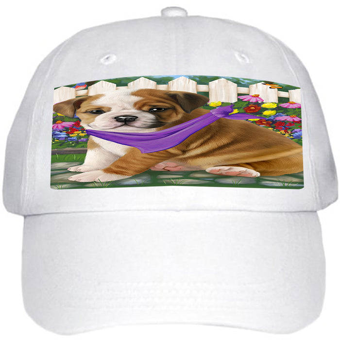 Spring Floral Bulldog Ball Hat Cap HAT53199