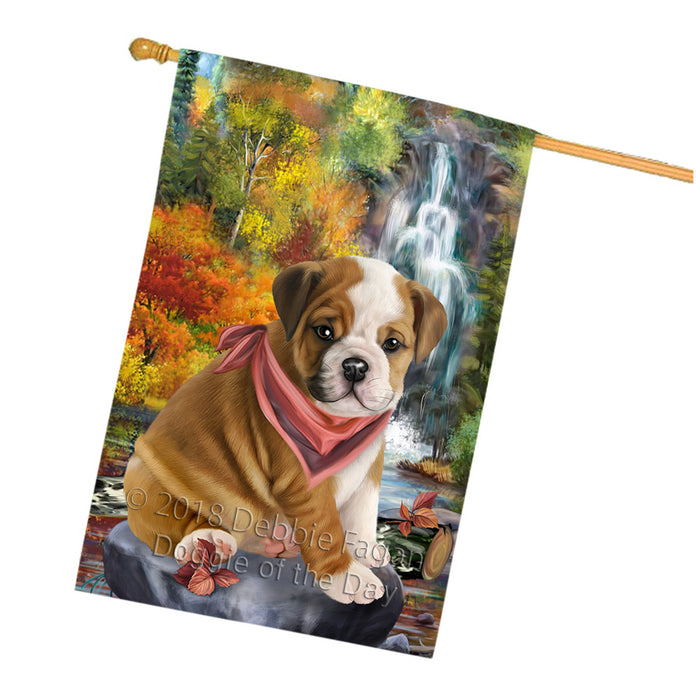 Scenic Waterfall Bulldog House Flag FLG50178