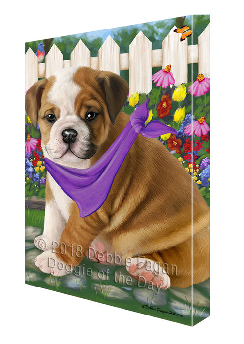 Spring Floral Bulldog Canvas Wall Art CVS64150