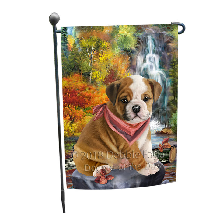 Scenic Waterfall Bulldog Garden Flag GFLG50042