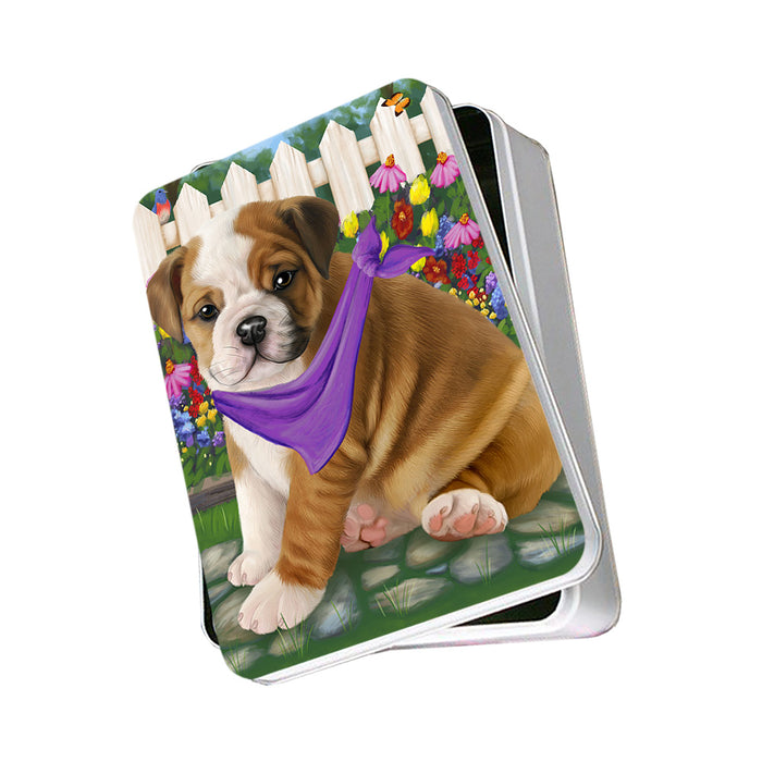 Spring Floral Bulldog Photo Storage Tin PITN49822