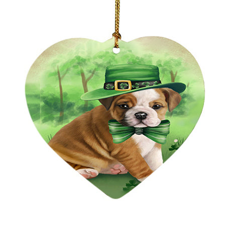 St. Patricks Day Irish Portrait Bulldog Heart Christmas Ornament HPOR48751