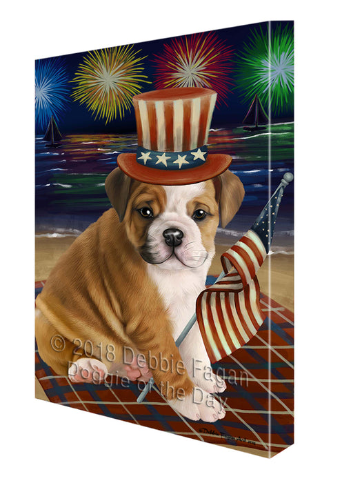 4th of July Independence Day Firework Bulldog Canvas Wall Art CVS55299