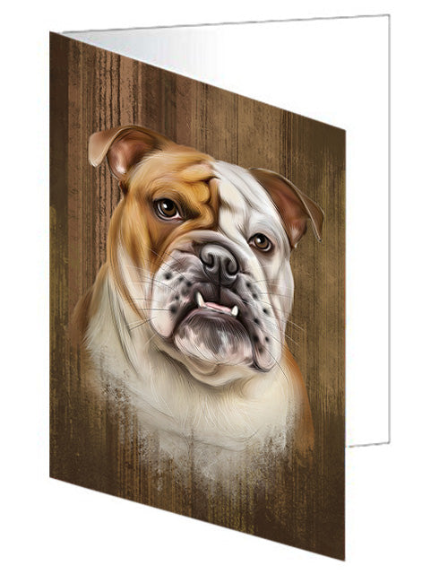 Rustic Bulldog Handmade Artwork Assorted Pets Greeting Cards and Note Cards with Envelopes for All Occasions and Holiday Seasons GCD55682