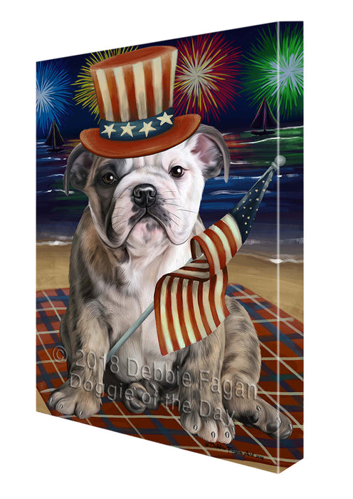 4th of July Independence Day Firework Bulldog Canvas Wall Art CVS55308