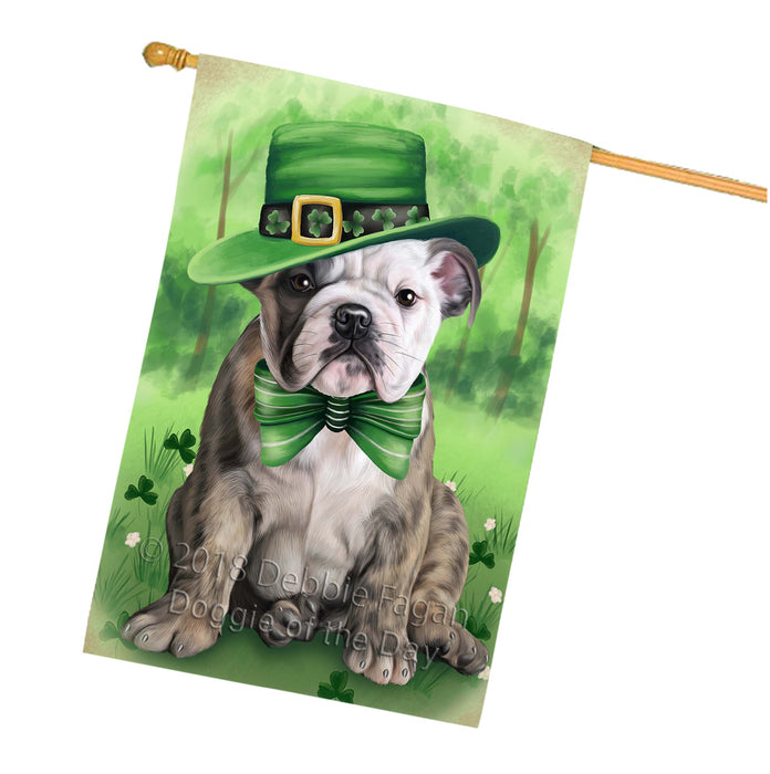 St. Patricks Day Irish Portrait Bulldog House Flag FLG48717