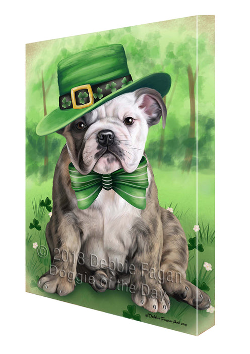 St. Patricks Day Irish Portrait Bulldog Canvas Wall Art CVS54381
