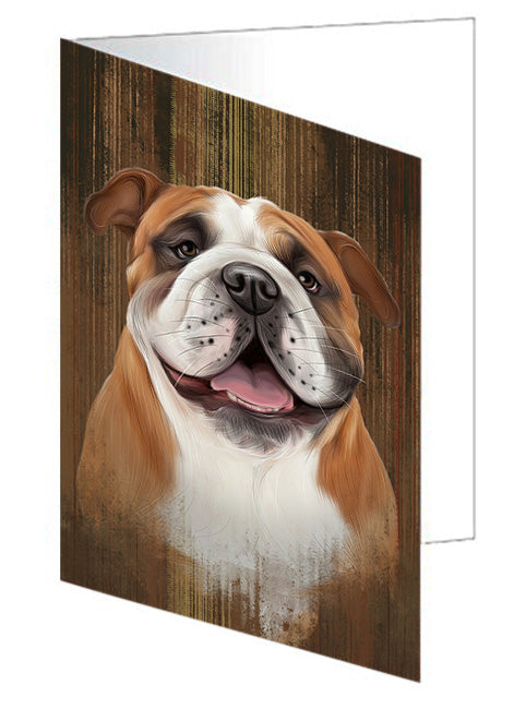 Rustic Bulldog Handmade Artwork Assorted Pets Greeting Cards and Note Cards with Envelopes for All Occasions and Holiday Seasons GCD55685