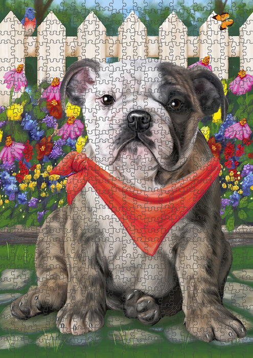 Spring Floral Bulldog Puzzle with Photo Tin PUZL53175