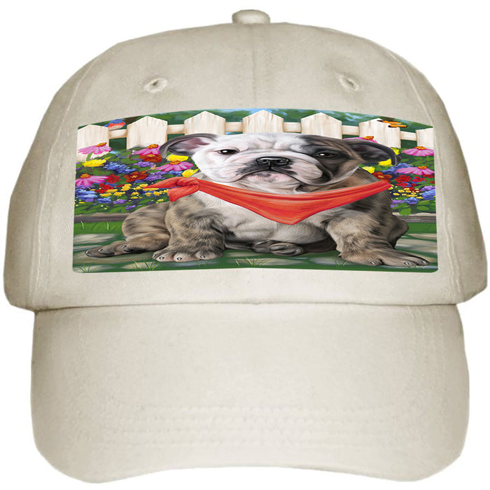 Spring Floral Bulldog Ball Hat Cap HAT53202