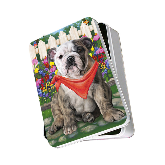 Spring Floral Bulldog Photo Storage Tin PITN49823