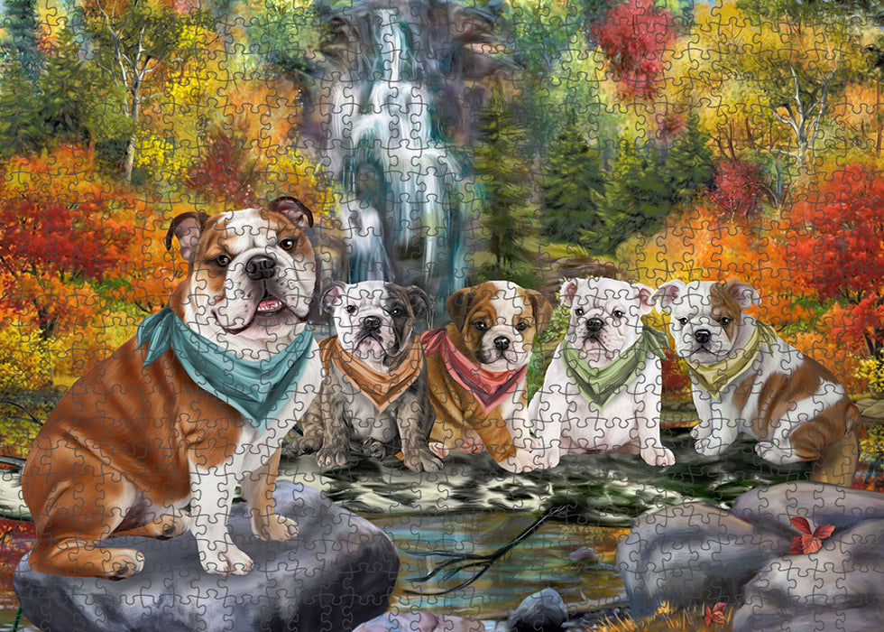 Scenic Waterfall Bulldogs Puzzle with Photo Tin PUZL54348