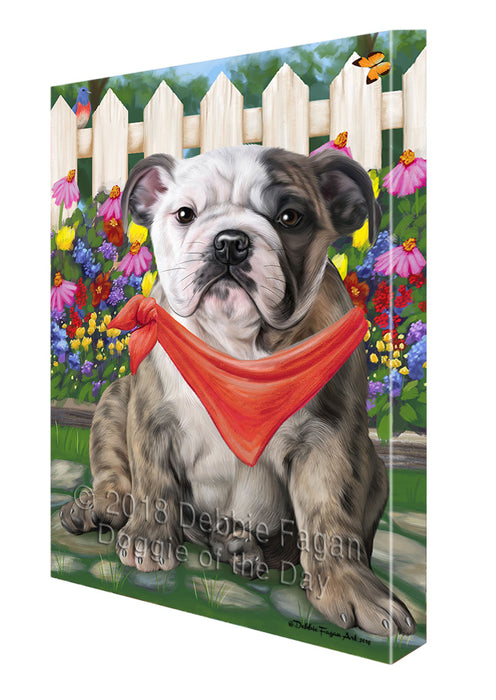 Spring Floral Bulldog Canvas Wall Art CVS64159