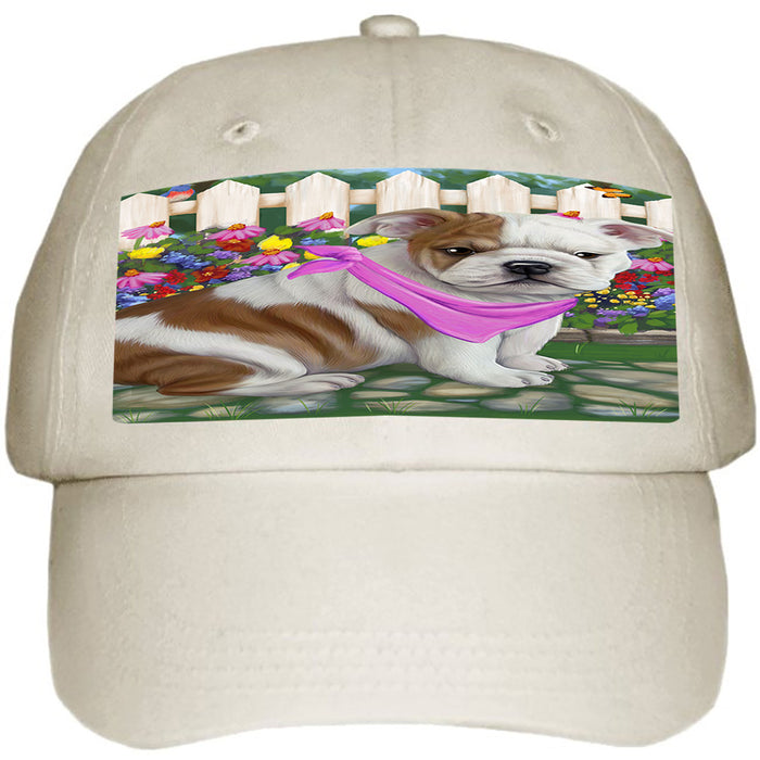Spring Floral Bulldog Ball Hat Cap HAT53205