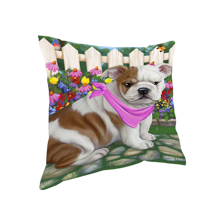 Spring Floral Bulldog Pillow PIL55152