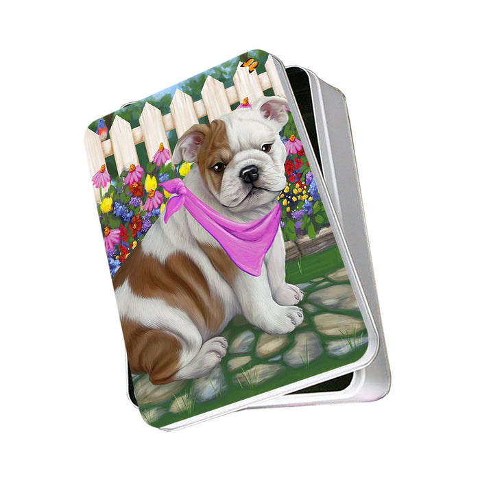 Spring Floral Bulldog Photo Storage Tin PITN49824