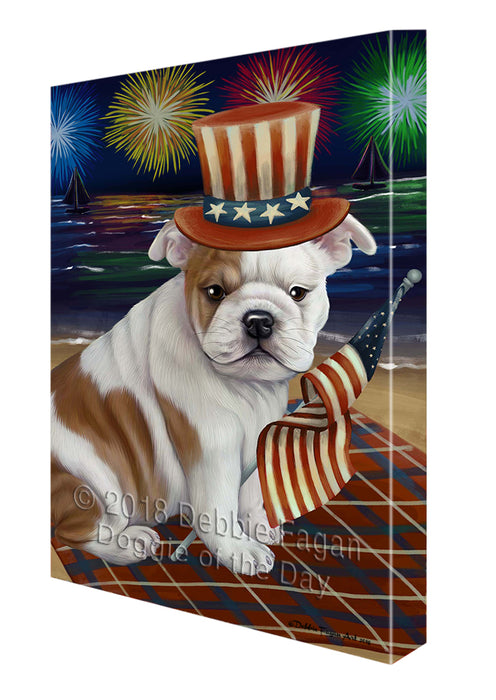 4th of July Independence Day Firework Bulldog Canvas Wall Art CVS55317