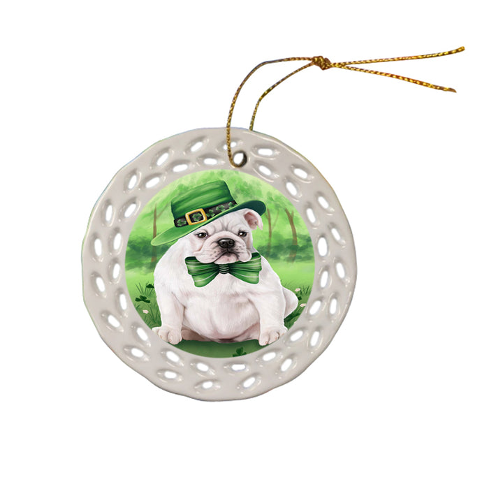St. Patricks Day Irish Portrait Bulldog Ceramic Doily Ornament DPOR48753