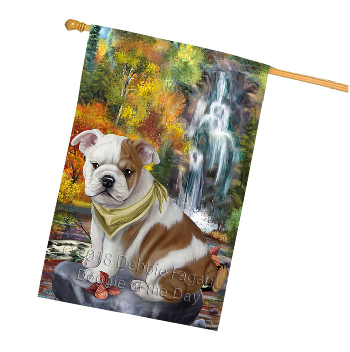 Scenic Waterfall Bulldog House Flag FLG50180