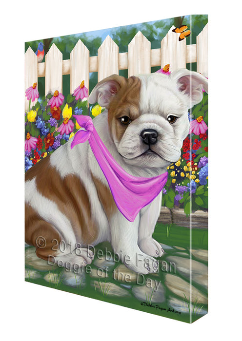Spring Floral Bulldog Canvas Wall Art CVS64168