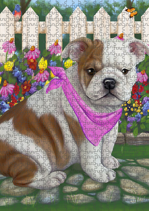Spring Floral Bulldog Puzzle with Photo Tin PUZL53178